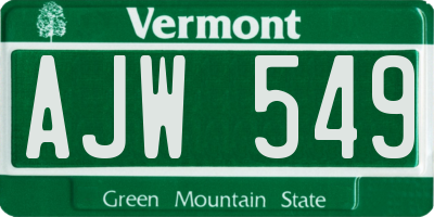 VT license plate AJW549