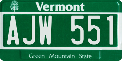 VT license plate AJW551