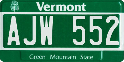 VT license plate AJW552