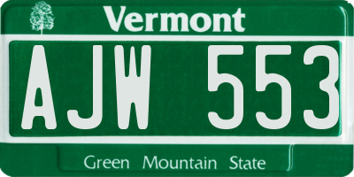 VT license plate AJW553