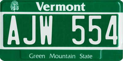 VT license plate AJW554
