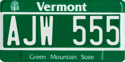 VT license plate AJW555