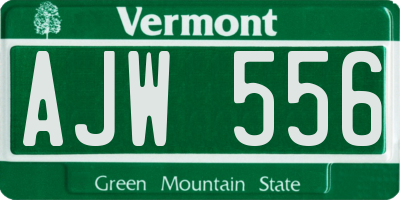 VT license plate AJW556