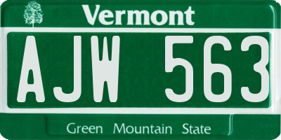 VT license plate AJW563