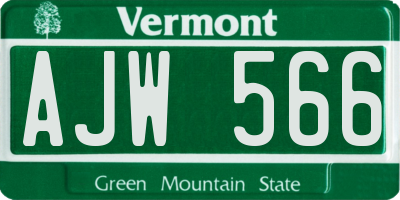 VT license plate AJW566