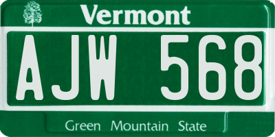VT license plate AJW568