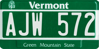 VT license plate AJW572