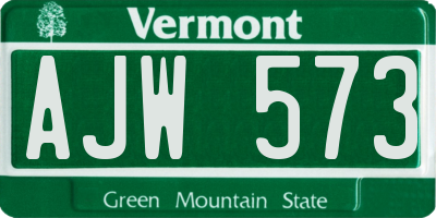 VT license plate AJW573