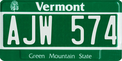 VT license plate AJW574