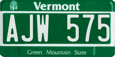 VT license plate AJW575