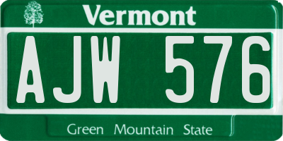 VT license plate AJW576