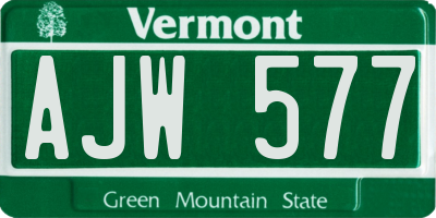 VT license plate AJW577