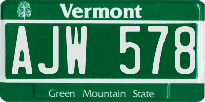 VT license plate AJW578