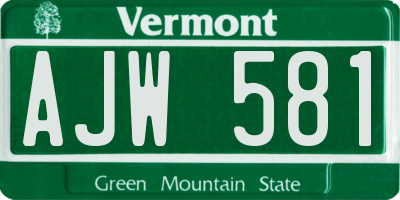 VT license plate AJW581