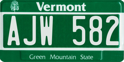 VT license plate AJW582