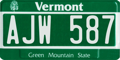 VT license plate AJW587