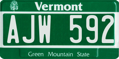 VT license plate AJW592