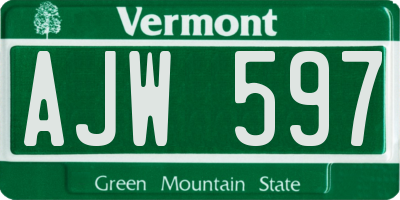 VT license plate AJW597