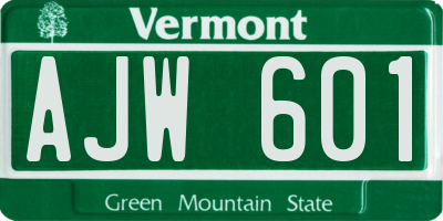 VT license plate AJW601