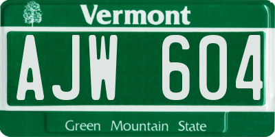VT license plate AJW604
