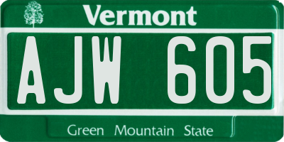 VT license plate AJW605