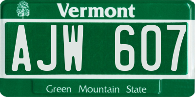 VT license plate AJW607
