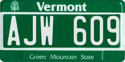 VT license plate AJW609