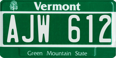 VT license plate AJW612