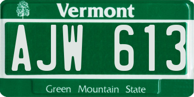 VT license plate AJW613
