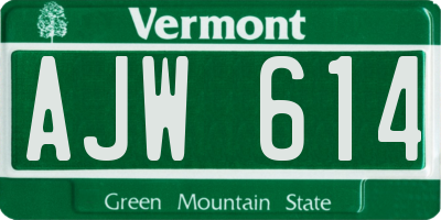 VT license plate AJW614