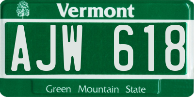 VT license plate AJW618
