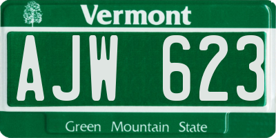 VT license plate AJW623
