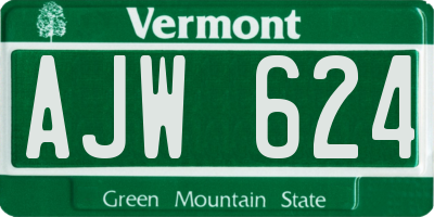 VT license plate AJW624