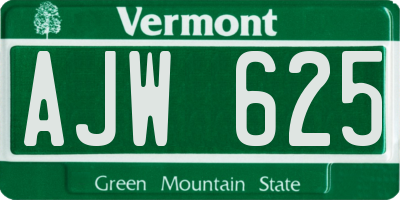 VT license plate AJW625