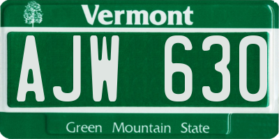 VT license plate AJW630