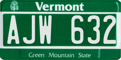 VT license plate AJW632