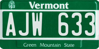 VT license plate AJW633