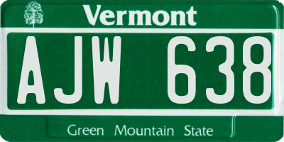 VT license plate AJW638