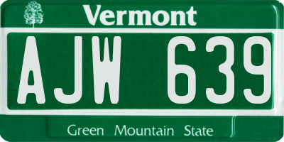 VT license plate AJW639