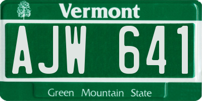 VT license plate AJW641