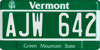 VT license plate AJW642