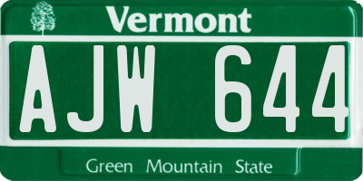 VT license plate AJW644
