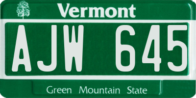 VT license plate AJW645