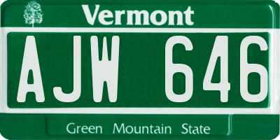 VT license plate AJW646
