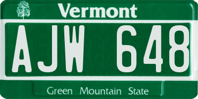 VT license plate AJW648
