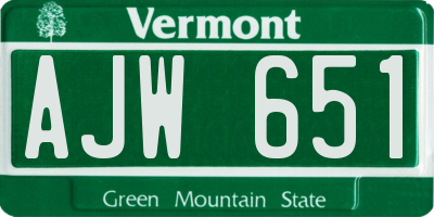 VT license plate AJW651