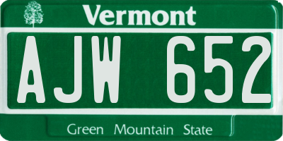 VT license plate AJW652