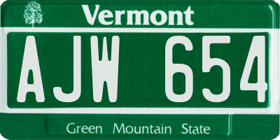 VT license plate AJW654