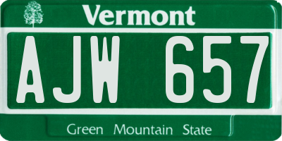 VT license plate AJW657