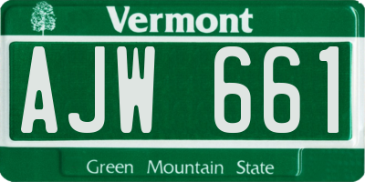 VT license plate AJW661